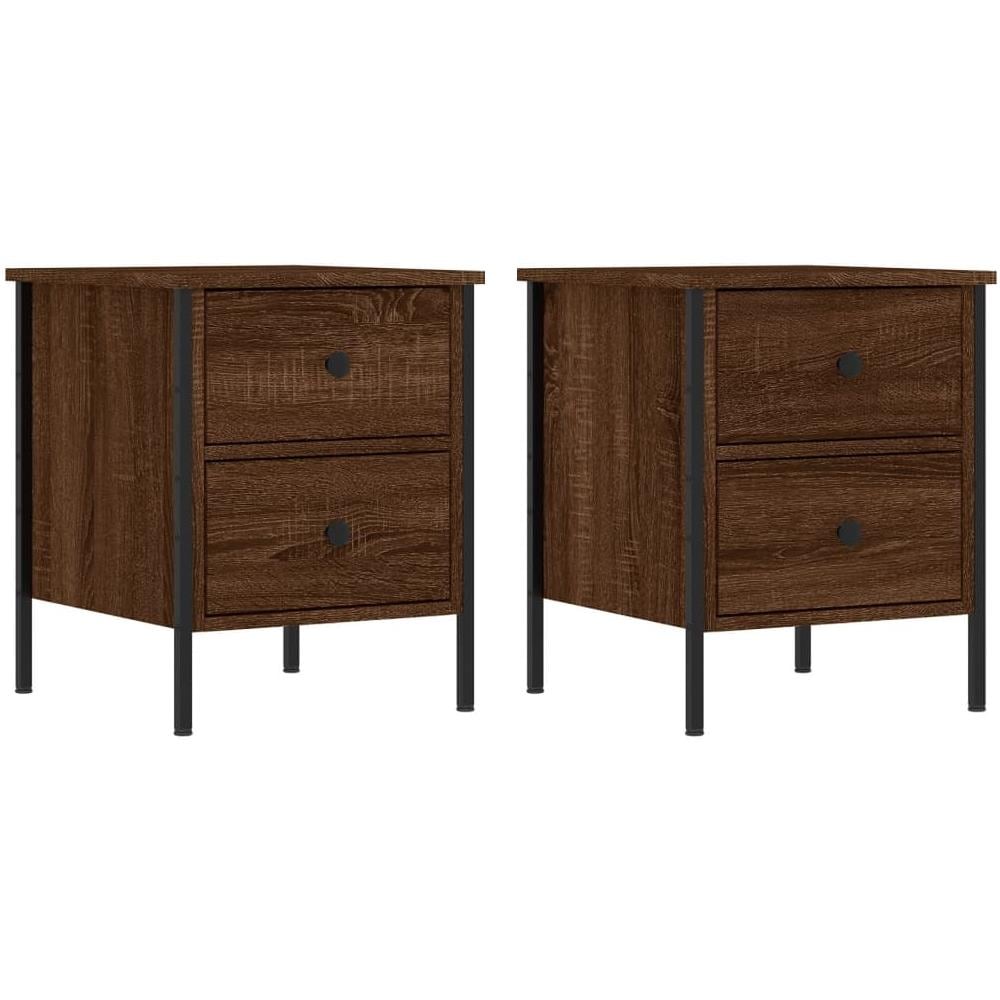 Comodini 2 Pz Rovere Marrone 40x42x50 Cm In Legno Multistrato - Foto 2
