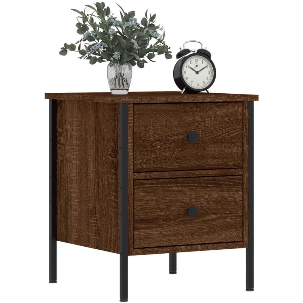 Comodini 2 Pz Rovere Marrone 40x42x50 Cm In Legno Multistrato - Foto 3