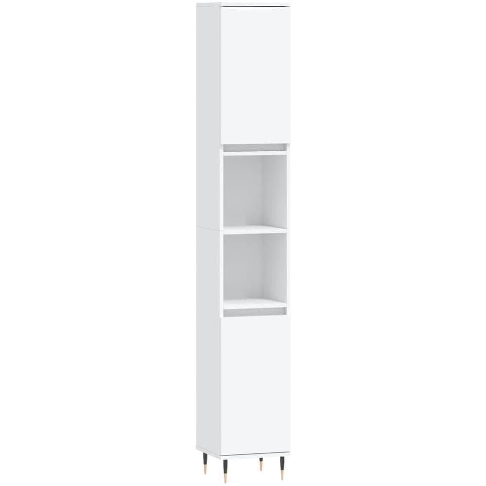Armadietto Da Bagno Bianco 30x30x190 Cm In Legno Multistrato - Foto 2