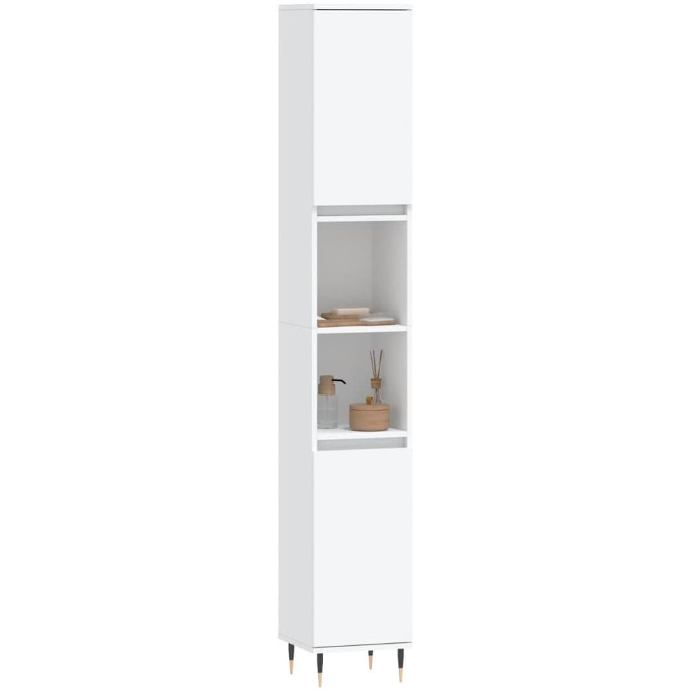Armadietto Da Bagno Bianco 30x30x190 Cm In Legno Multistrato - Foto 3