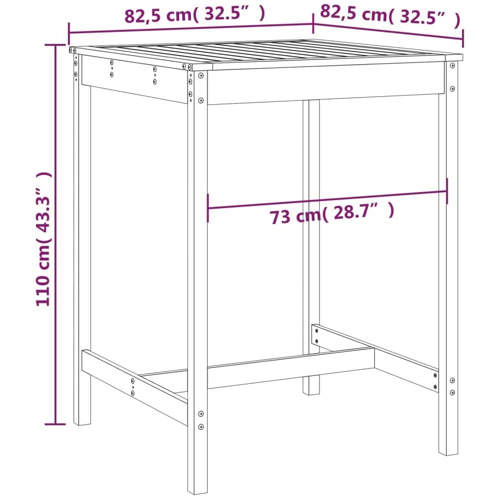 Tavolo Da Giardino Grigio 82,5x82,5x110 Cm Legno Massello Pino - Foto 6