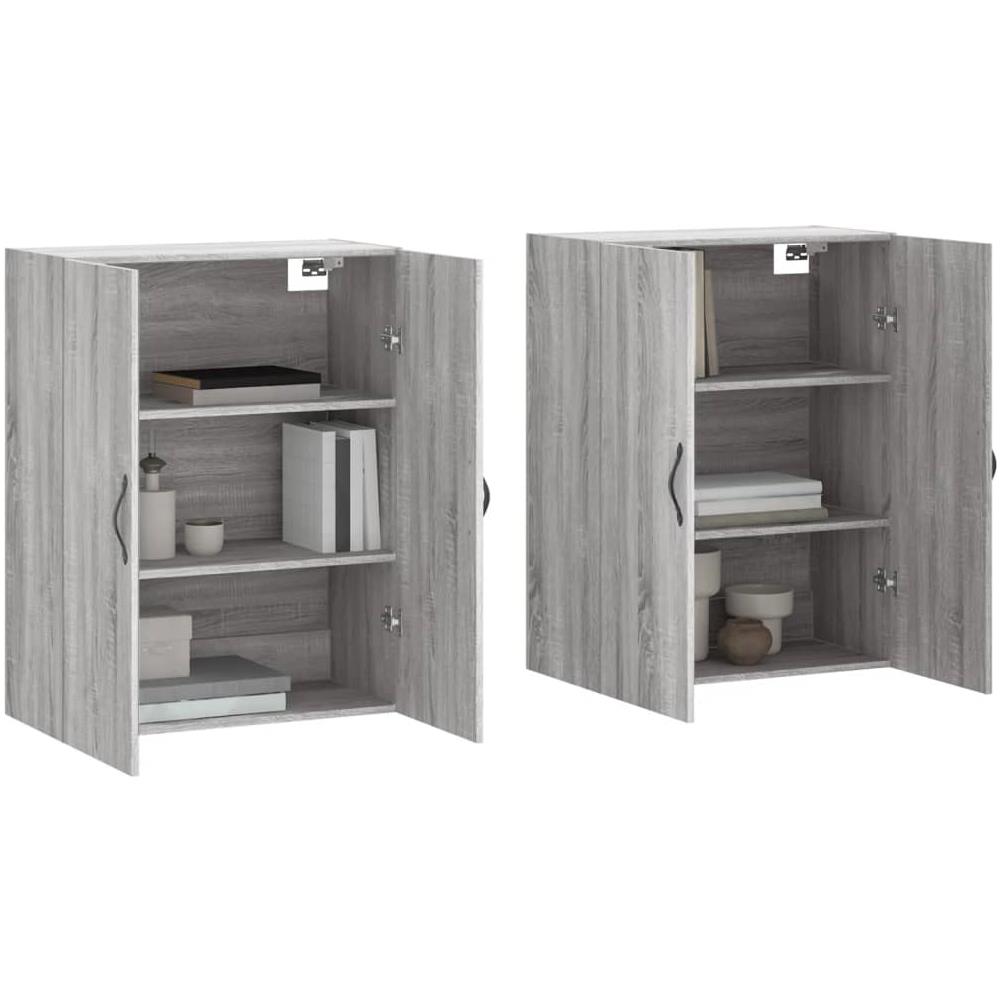 Armadietti A Parete 2 Pz Grigio Sonoma In Legno Multistrato - Foto 3