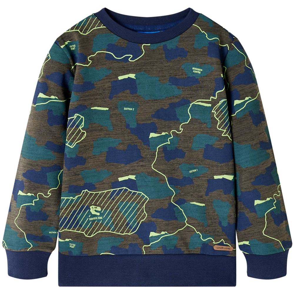 Felpa Da Bambino Stampa Placche Cachi Scuro Mélange 92 - Foto 1