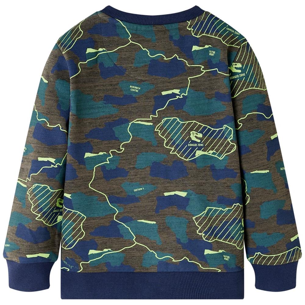 Felpa Da Bambino Stampa Placche Cachi Scuro Mélange 92 - Foto 2