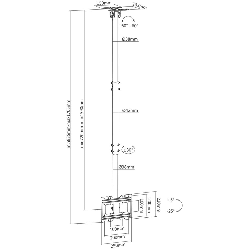 CT43TSE-053 Supporto TV a parete 109,2 cm (43") Nero - Foto 8