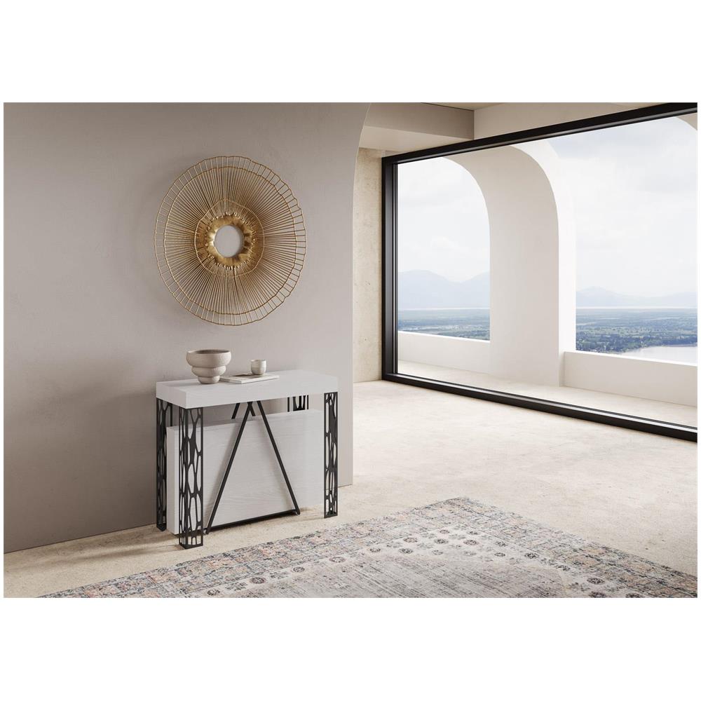 Consolle allungabile 90x40/300 cm Kerpa bianco frassino telaio antracite - Foto 2