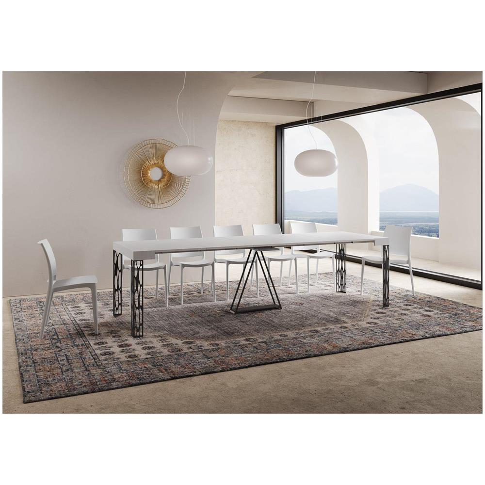 Consolle allungabile 90x40/300 cm Kerpa bianco frassino telaio antracite - Foto 4