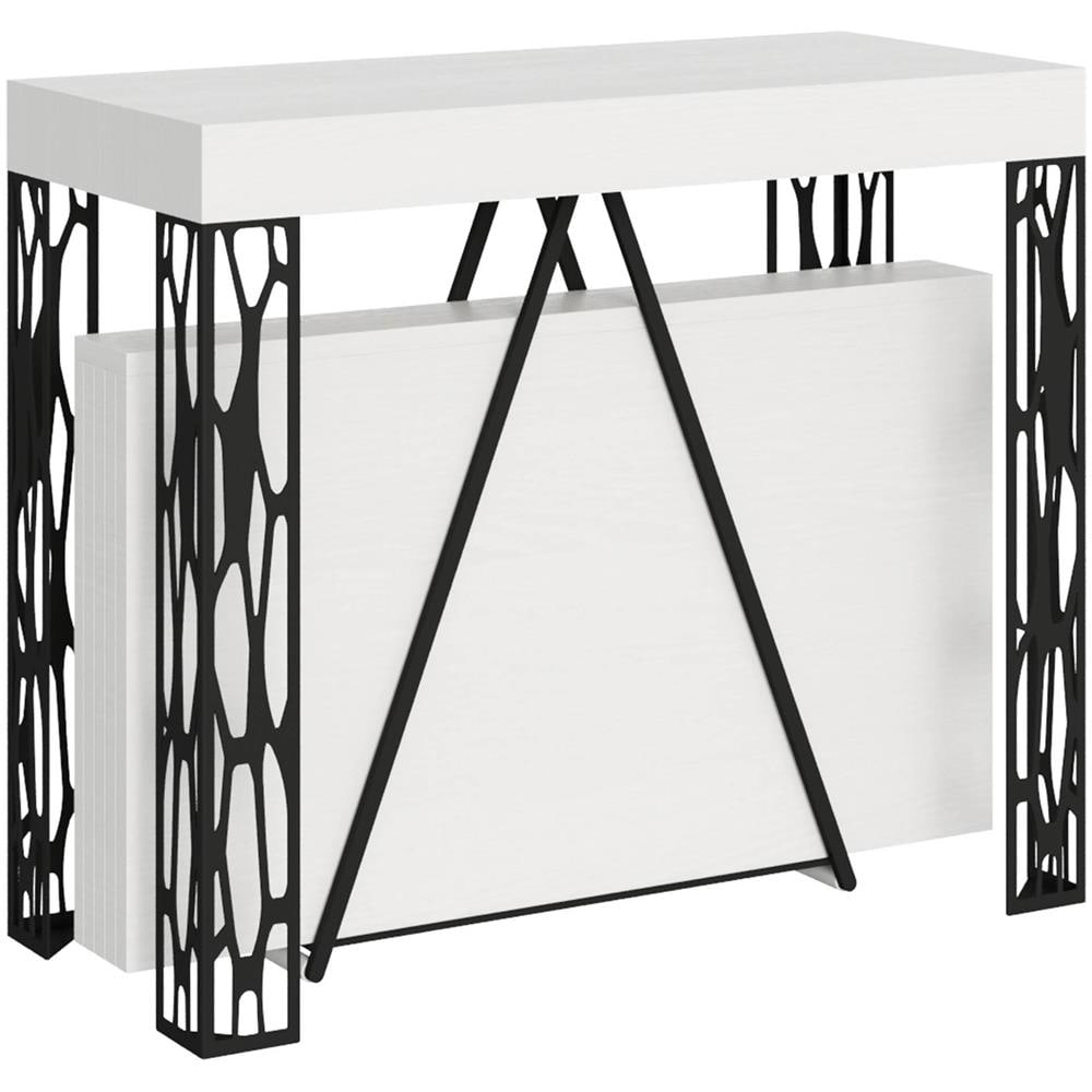 Consolle allungabile 90x40/300 cm Kerpa bianco frassino telaio antracite - Foto 1