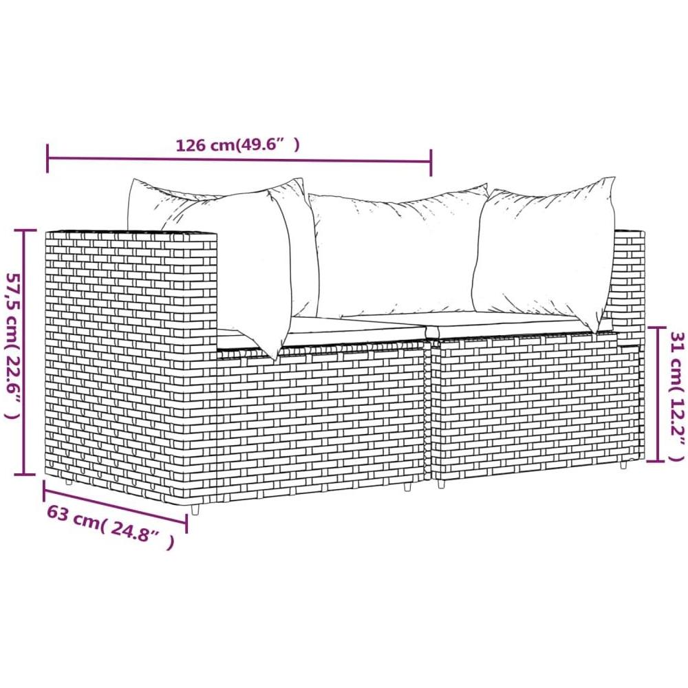 Divani Angolari da Giardino con Cuscini 2pz Polyrattan Marrone - Foto 9