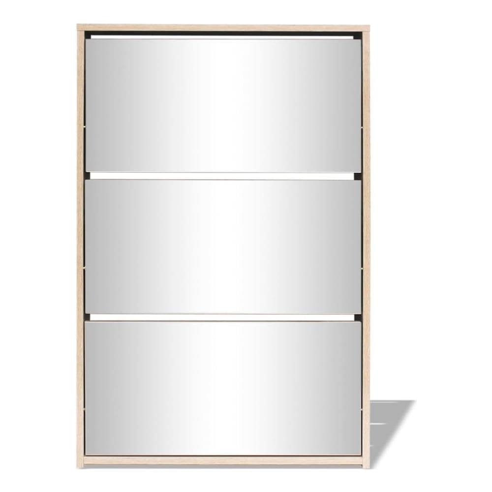 Scarpiera con 3 Ripiani e Specchio Colore Rovere 63x17x102,5 cm - Foto 2