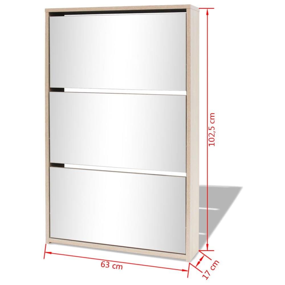 Scarpiera con 3 Ripiani e Specchio Colore Rovere 63x17x102,5 cm - Foto 5
