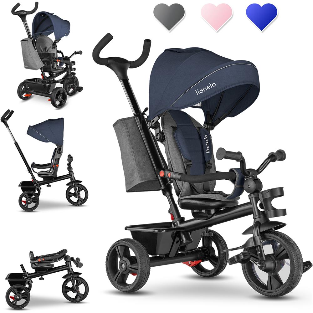 Haari 2 In 1 Triciclo Bambini E Passeggino Fronte Mamma E Fronte Strada Regorabile Compatto Con Borsa Spaziosa E Portabibite Cinture A 3 Punti Da 1 A 5 Anni Fino A 25 Kg, Blu - Foto 1