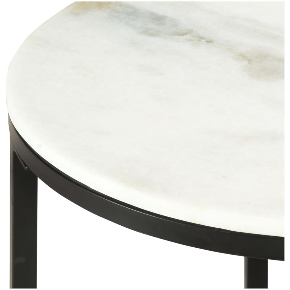 Tavolino Da Caffè Bianco E Nero Ø50 Cm In Vero Marmo Solido - Foto 2