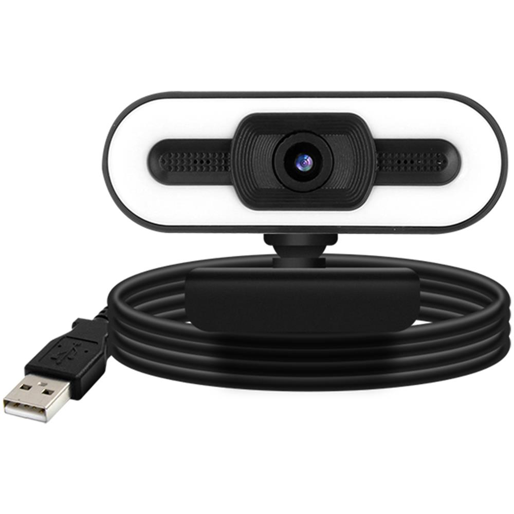Webcam Usb 1080p Hd Grandangolo Con Luce Led E Microfono Nera - Foto 1