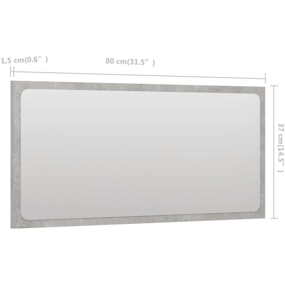 Specchio da Bagno Grigio Cemento 80x1,5x37 cm Legno Multistrato - Foto 5