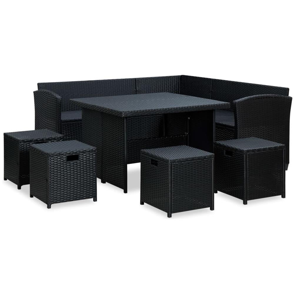 Set Divani da Giardino 6 pz con Cuscini in Polyrattan Nero - Foto 2