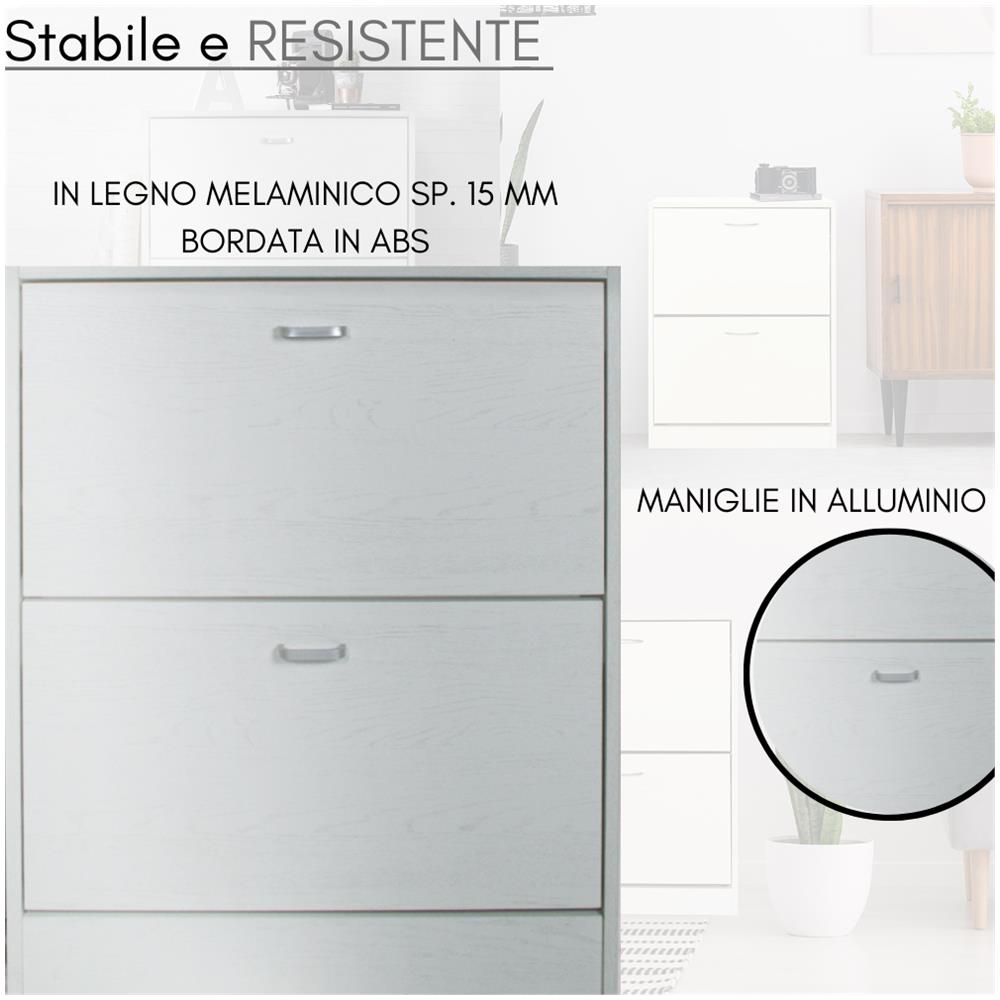 Piushopping Scarpiera Salvaspazio da Ingresso 63x24x150 Bianco Armadio Slim in Legno Melaminico 