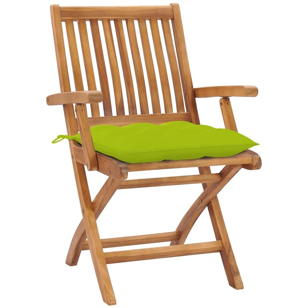 Sedie da Giardino Pieghevoli con Cuscini 4 pz Massello di Teak - Foto 3