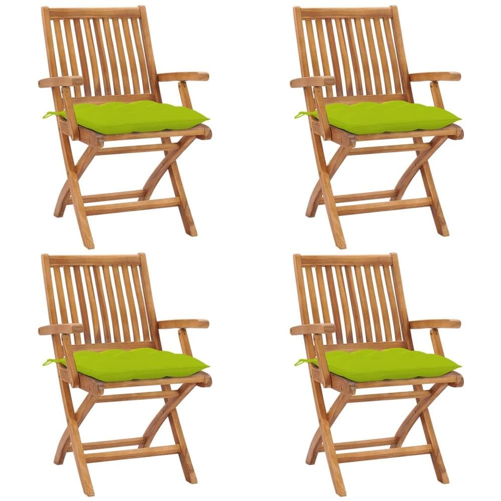 Sedie da Giardino Pieghevoli con Cuscini 4 pz Massello di Teak - Foto 1