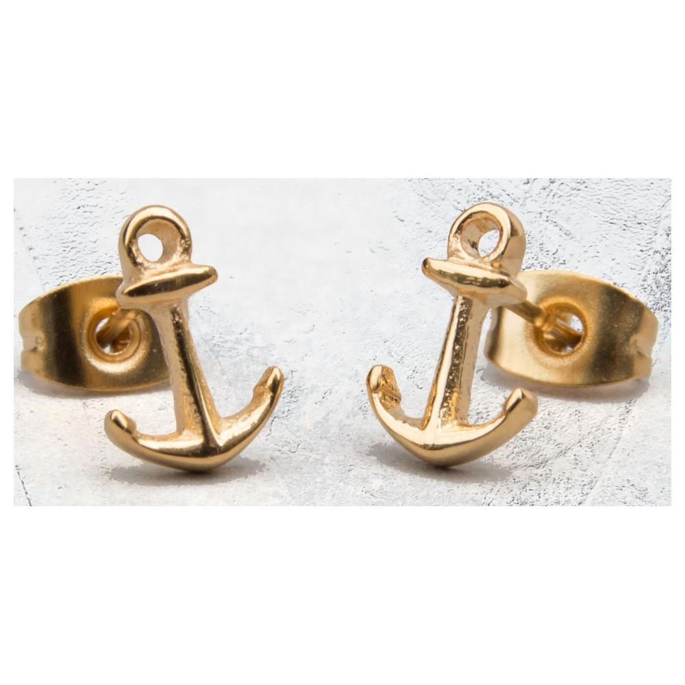Orecchini Ancora Da Donna 0,7 X 1 Cm Acciaio Inossidabile Oro - Foto 2