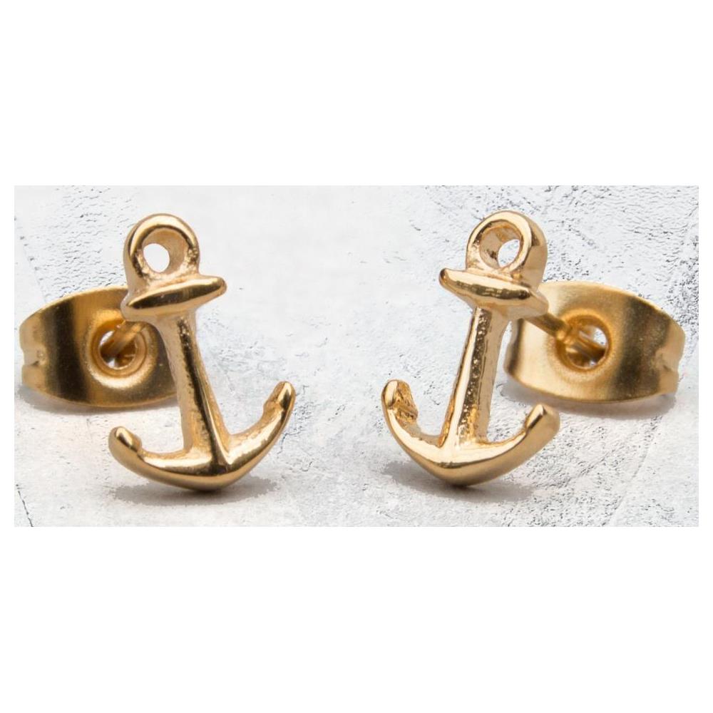 Orecchini Ancora Da Donna 0,7 X 1 Cm Acciaio Inossidabile Oro - Foto 4