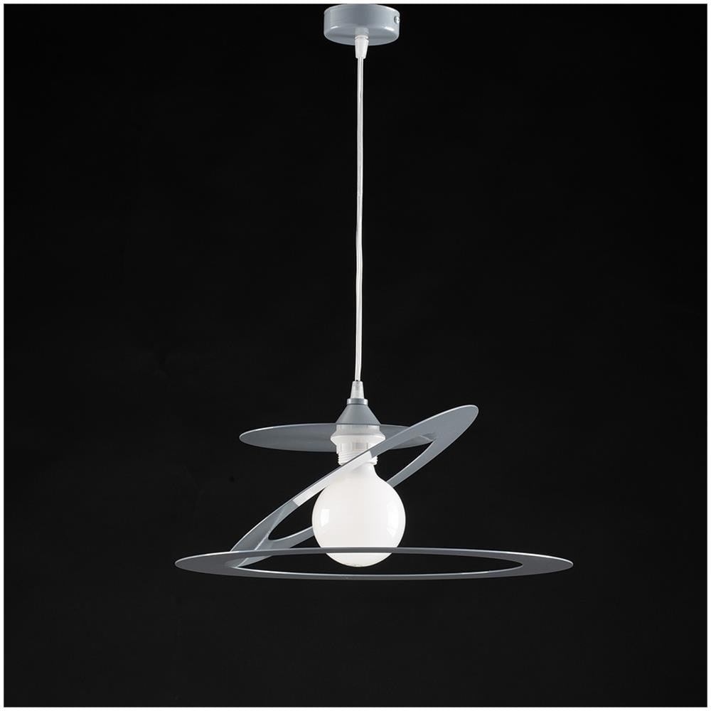 Lampadario A Sospensione In Taglio Laser Ferro Grigio Una Luce Diametro 40x H18 Cm - Foto 1
