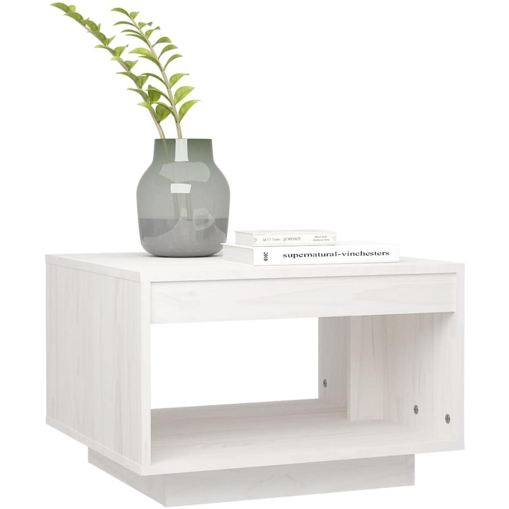 Tavolino Da Salotto Bianco 50x50x33,5 Cm Legno Massello Di Pino - Foto 3