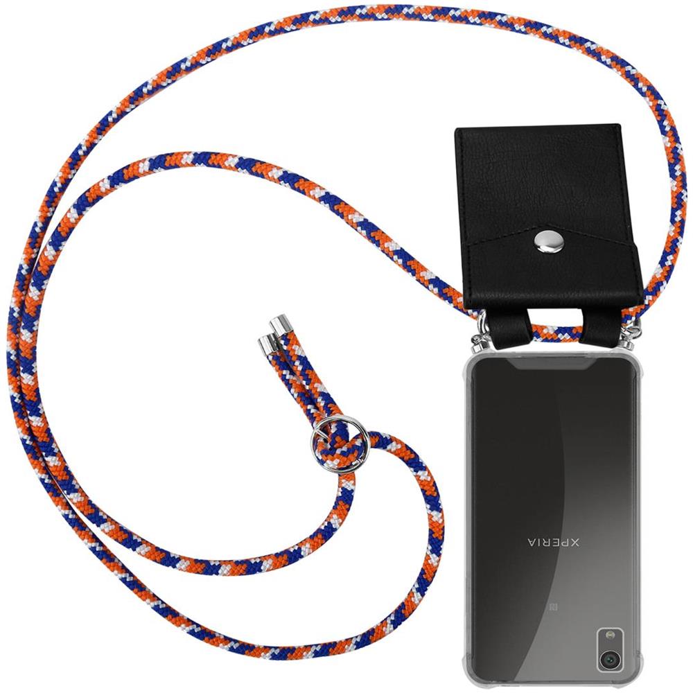 Catena Di Telefoni Cellulari Compatibile Con In Arancio Blu Bianco - Coperchio Protettivo In Silicone Con Anelli D'argento, Cinturino In Corda E Custodia Staccabile - Foto 1