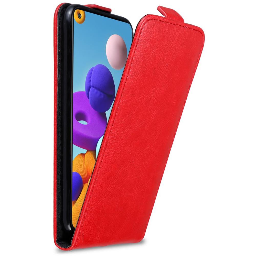 Custodia Compatibile Con Samsung Galaxy A21s In Rosso Mela - Coperchio Protettivo In Design Flip Con Chiusura Magnetica - Foto 1