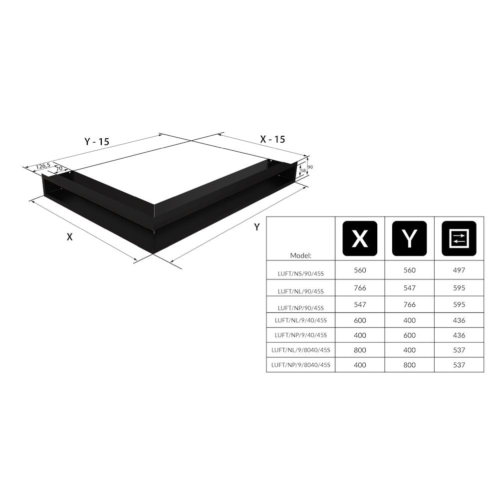 Griglia Di Ventilazione Luft Angolo Sinistra 80x40x9 Nero - Foto 5