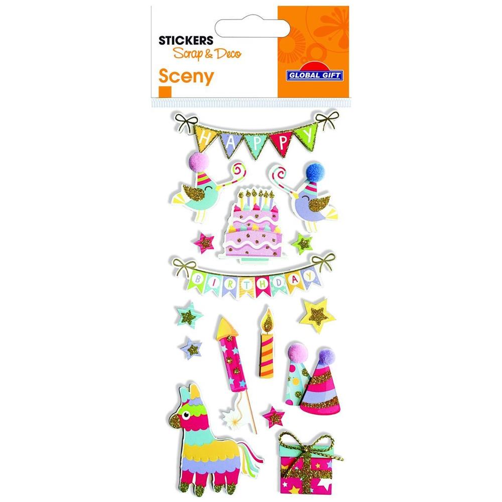 Adesivi In Rilievo Glitterati - Compleanno - Pinata - Foto 1