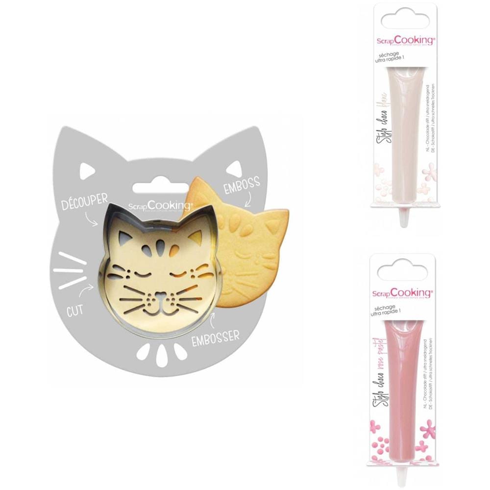 Kit Biscotti Di Soccorso Per Gatti + 2 Penne Di Cioccolato Bianco E Rosa Pastello - Foto 1
