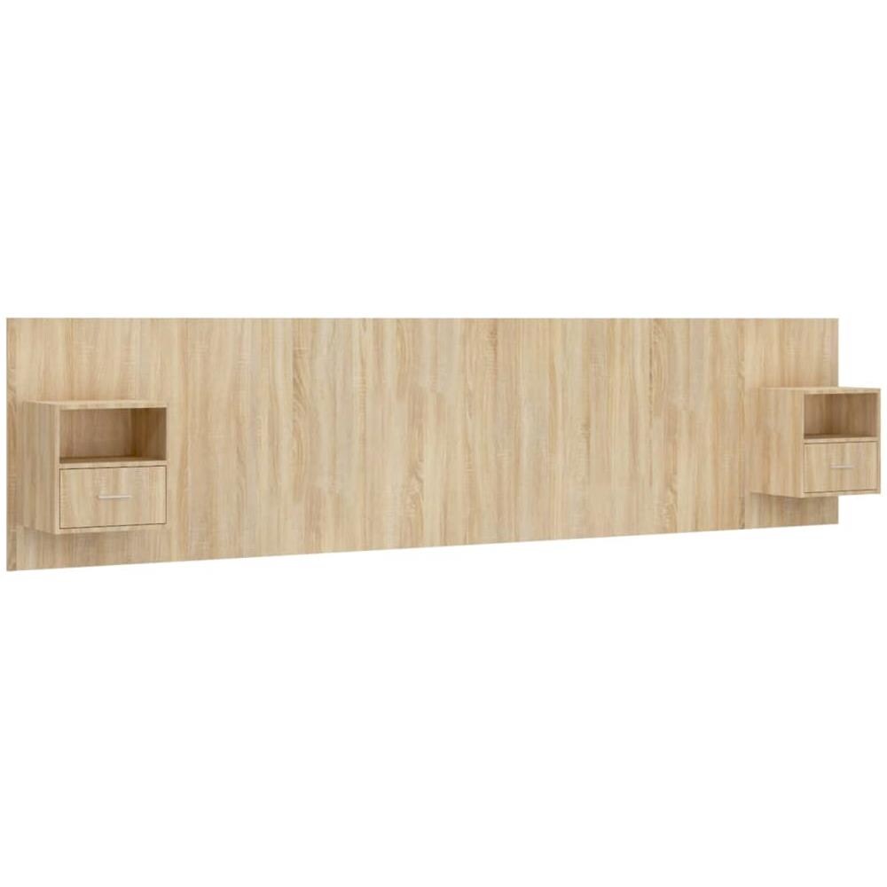 Testiera Letto Con Comodini In Legno Multistrato Rovere Sonoma - Foto 2