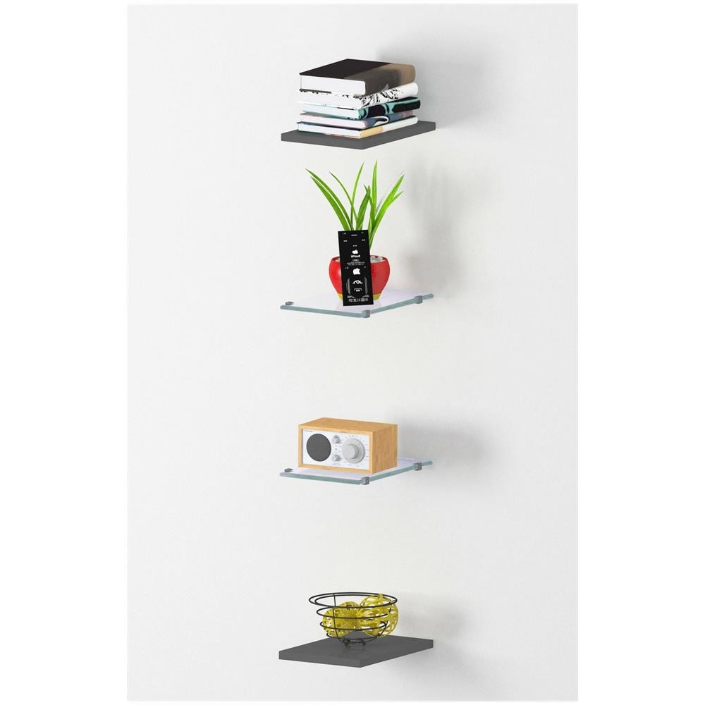 Mensola Emanuele, Ripiani Aperti, 100% Made In Italy, Cm 20x27h2, Antracite - Foto 1