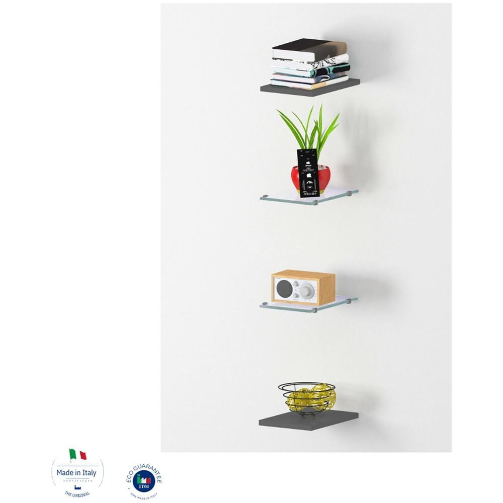 Mensola Emanuele, Ripiani Aperti, 100% Made In Italy, Cm 20x27h2, Antracite - Foto 2