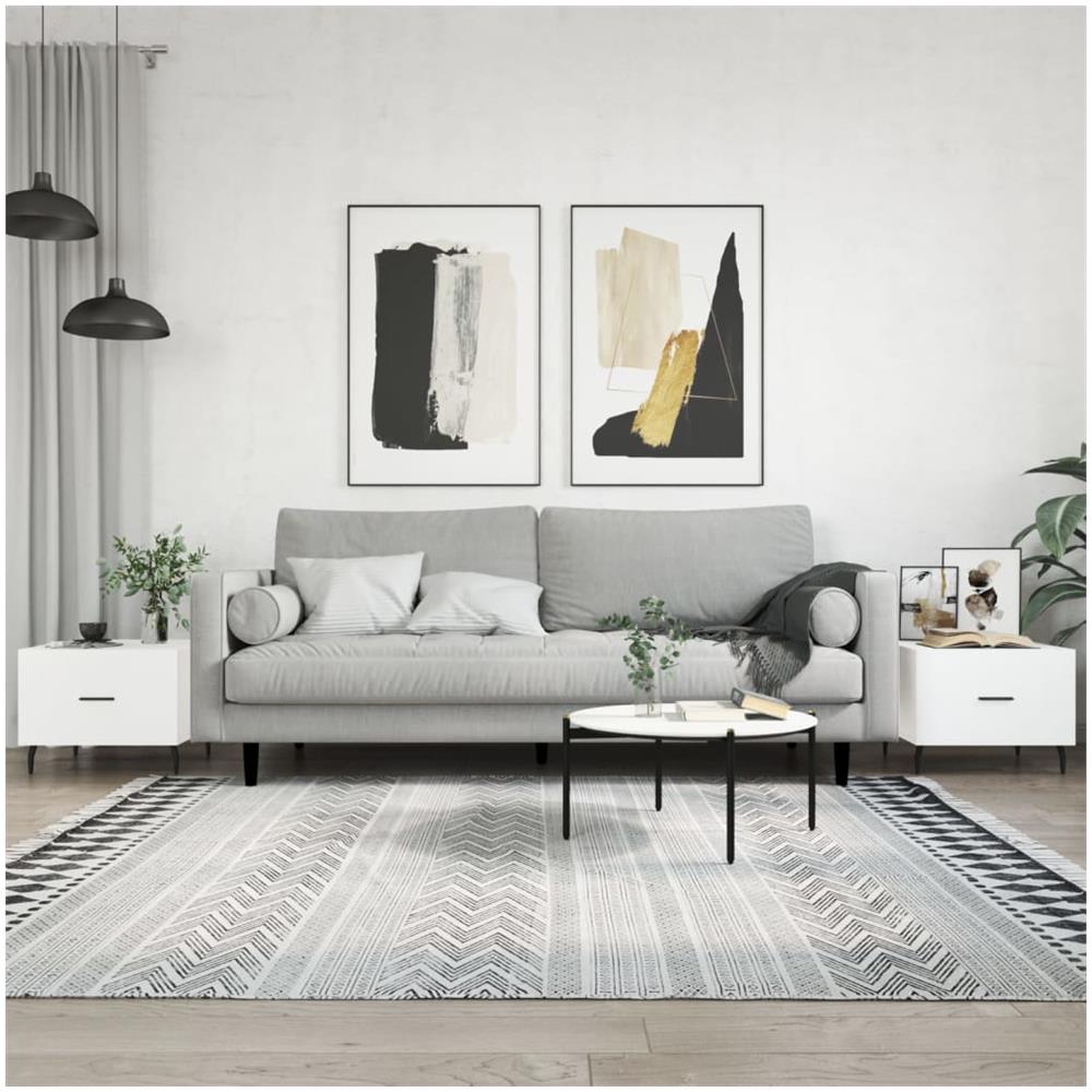 Tavolini Da Salotto 2 Pz Bianchi 50x50x40 Cm Legno Multistrato - Foto 1