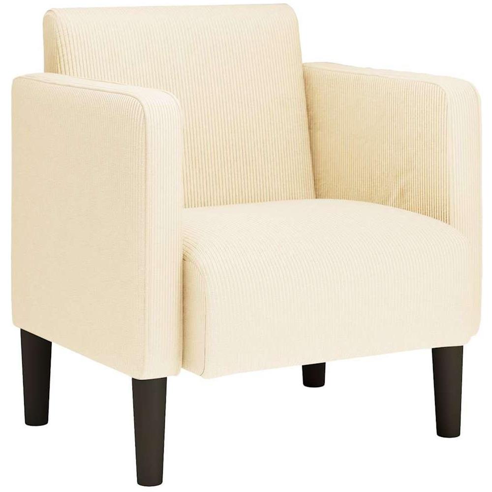 Divano Sedia con Braccioli Crema 54 cm Tessuto a Coste - Foto 1