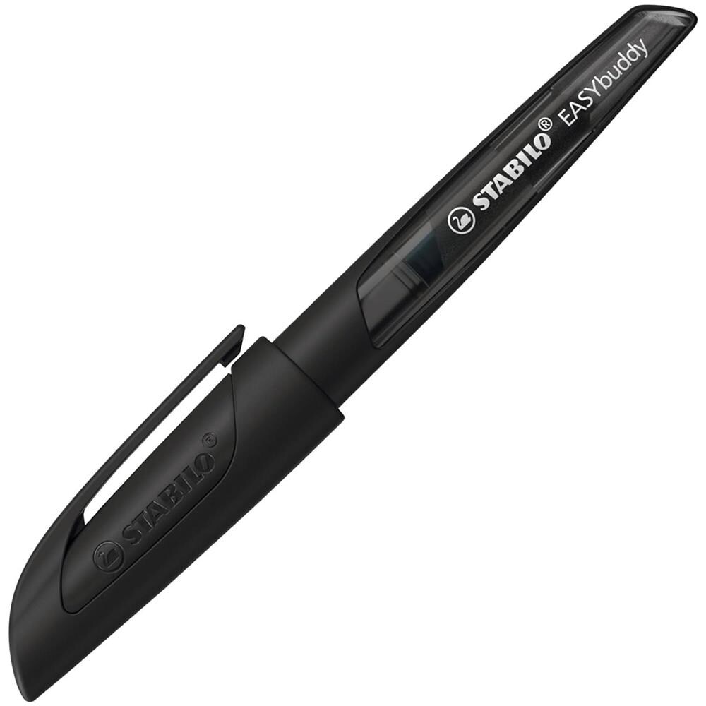 EASYbuddy - Penna Stilografica Ergonomica per Bambini - Twilight Sky - Nero /Nero - Punta Standard - Cartuccia Blu inclusa - Foto 2