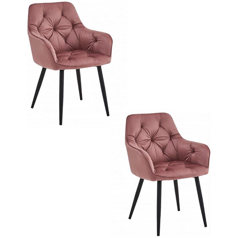 Sedia LUKK - Elegante velluto rosa per soggiorno, cucina, sala da pranzo x 2 - Foto 1