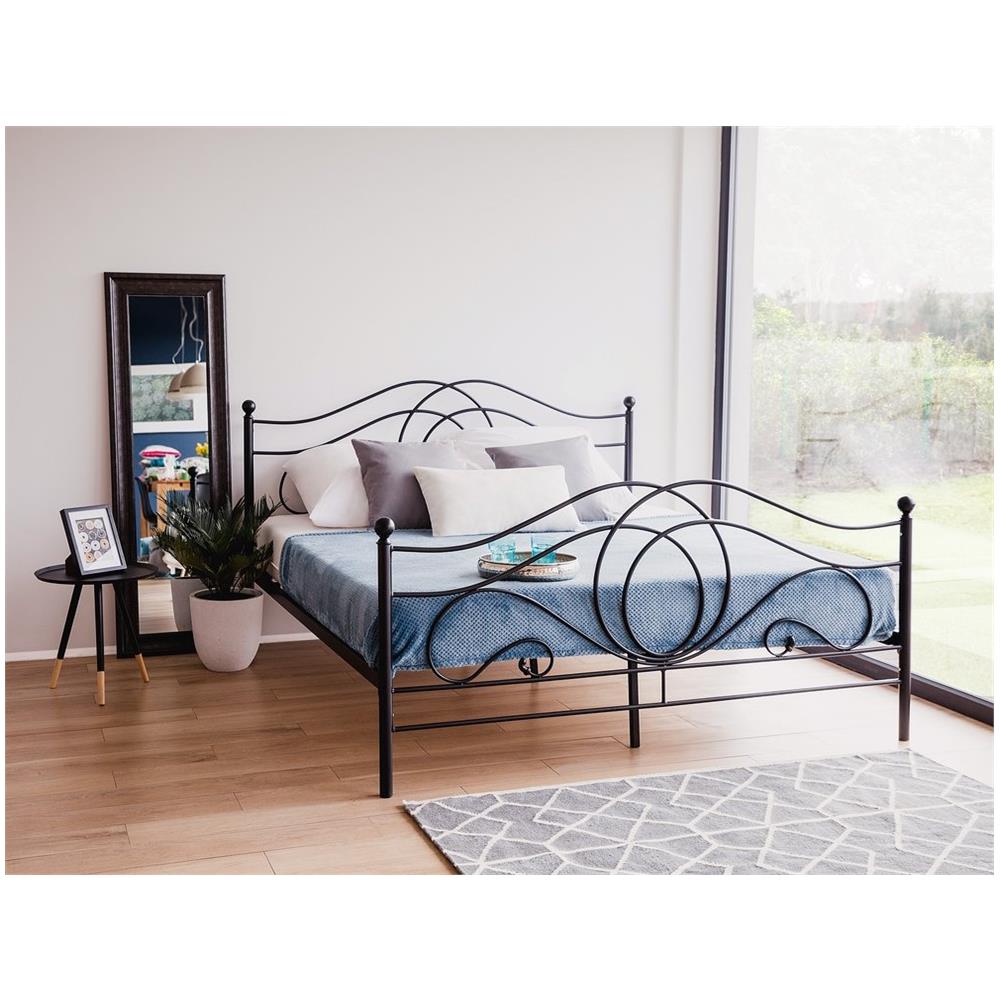 Letto Matrimoniale Design Moderno In Metallo Nero 180x200cm Lyra - Foto 2
