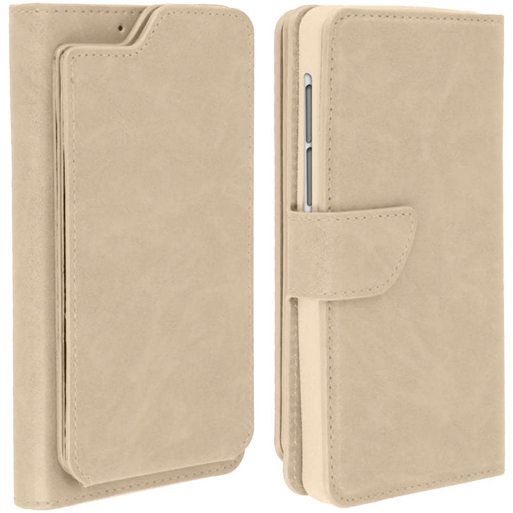 Custodia Smartphone 5,5 A 6,0"" Universale Portafoglio Porta-carte Beige - Foto 1