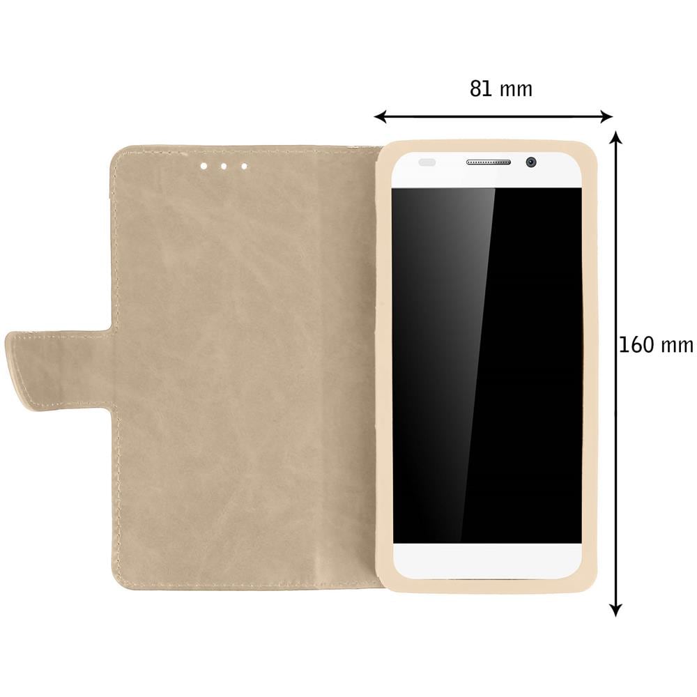 Custodia Smartphone 5,5 A 6,0"" Universale Portafoglio Porta-carte Beige - Foto 4
