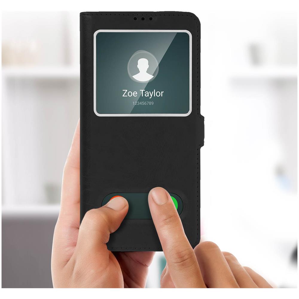 Custodia Huawei P30 Sportellino 2x Finestre Cover Silicone - Nero - Foto 2