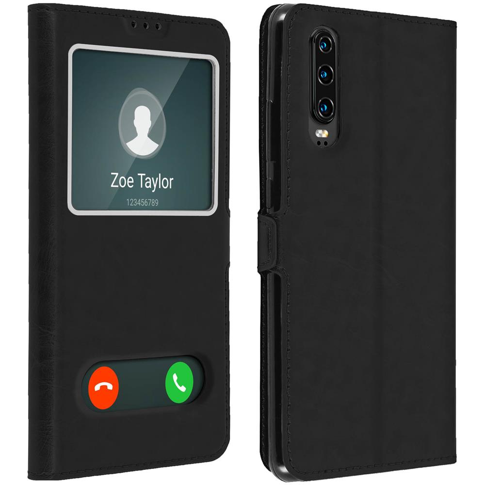 Custodia Huawei P30 Sportellino 2x Finestre Cover Silicone - Nero - Foto 1
