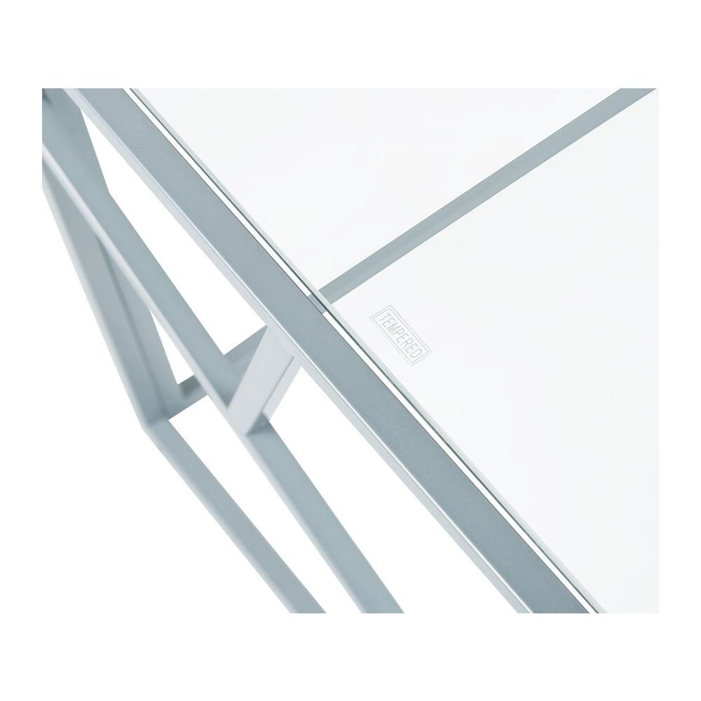 Tavolino Da Divano Color Argento In Vetro Orland - Foto 2