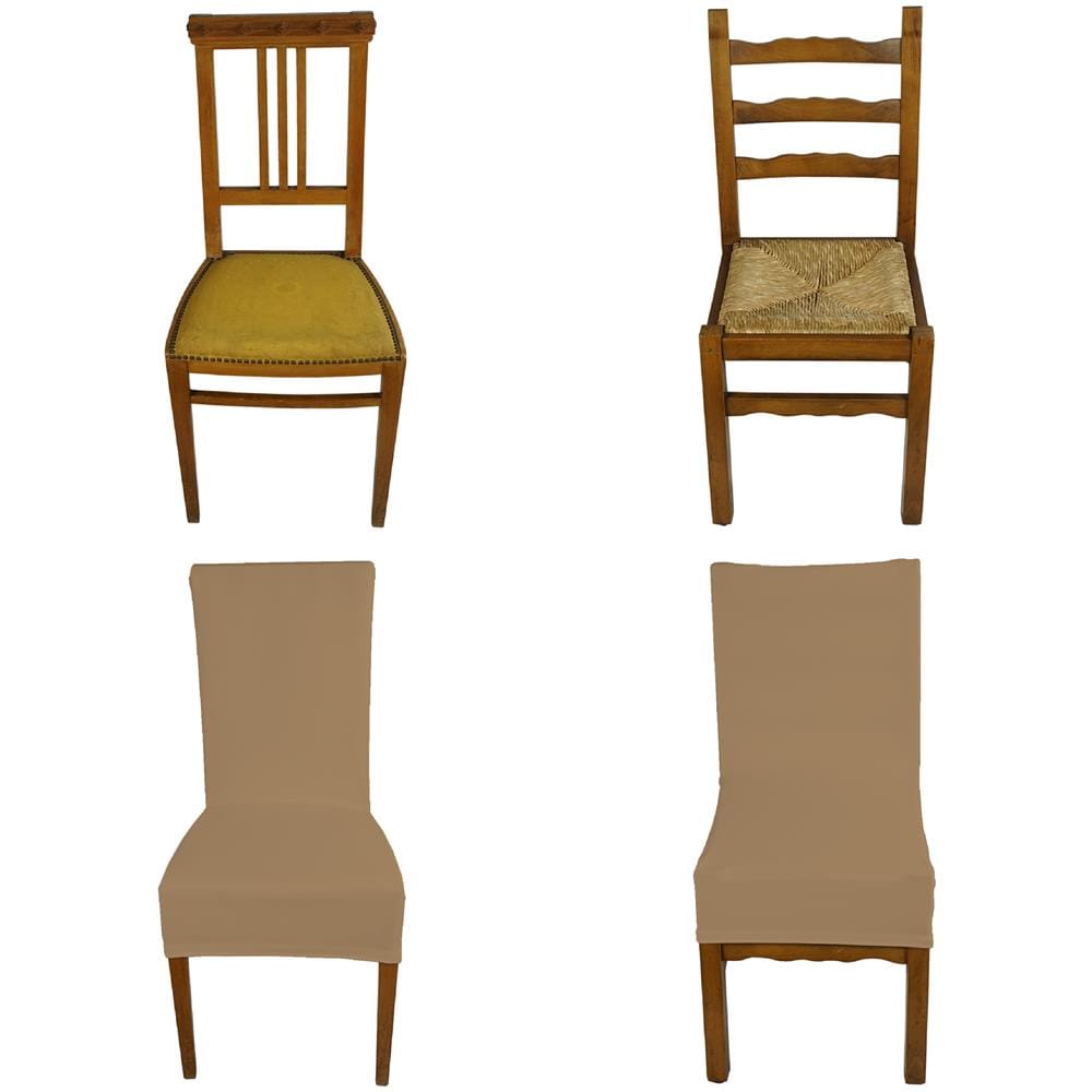 Set 2 vestisedia universale con schienale quadrato Subito Fatto per sedie da ufficio, cucina, sala da pranzo, camera, hotel o ristorante in tessuto super elasticizzato made in Italy Crema - Foto 1