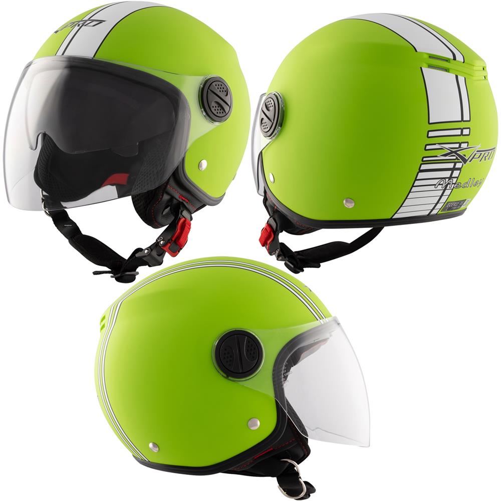 Casco Moto Jet Verde Opaco Parasole Omologato Doppia Visiera Grafica Bianca Xs - Foto 1