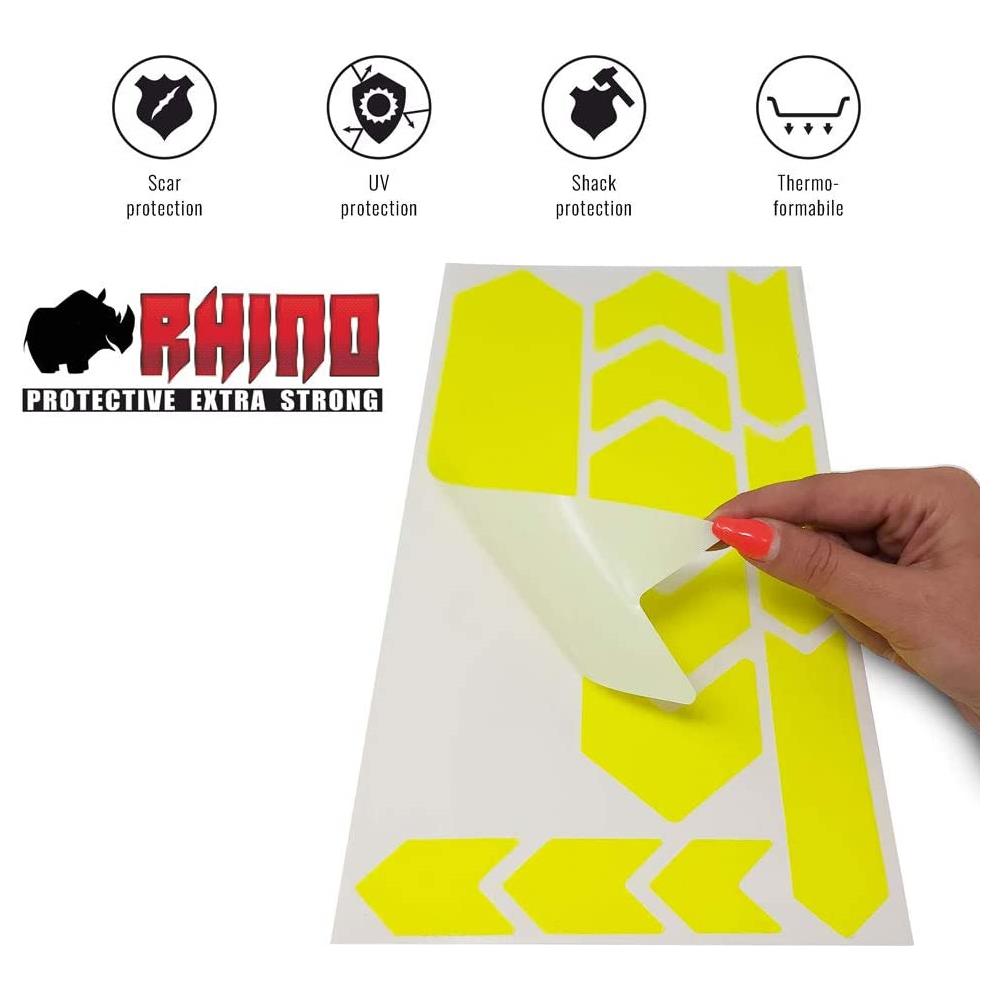 Kit Adesivo Protezione Telaio Bicicletta Rhino, Giallo Fluo, 35 X 17,5 Cm - Foto 2