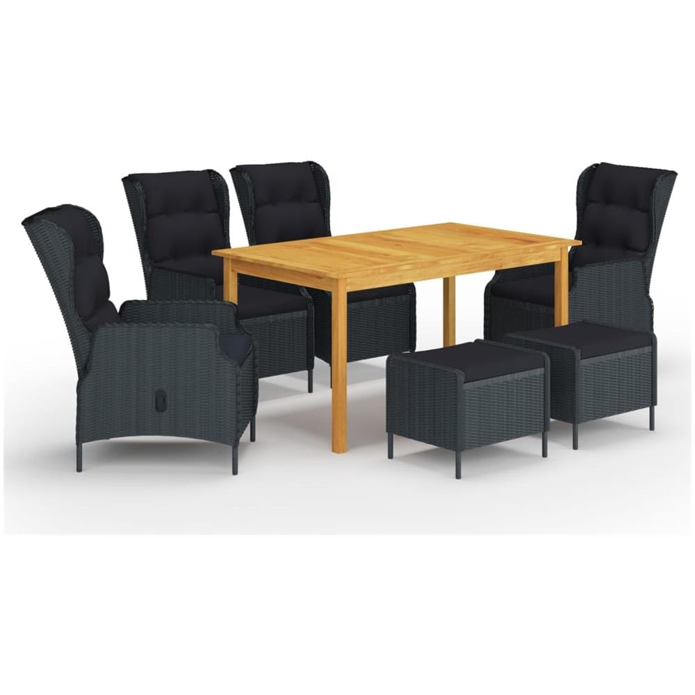 Set Mobili Da Pranzo Per Giardino 7 Pz Grigio Scuro - Foto 1