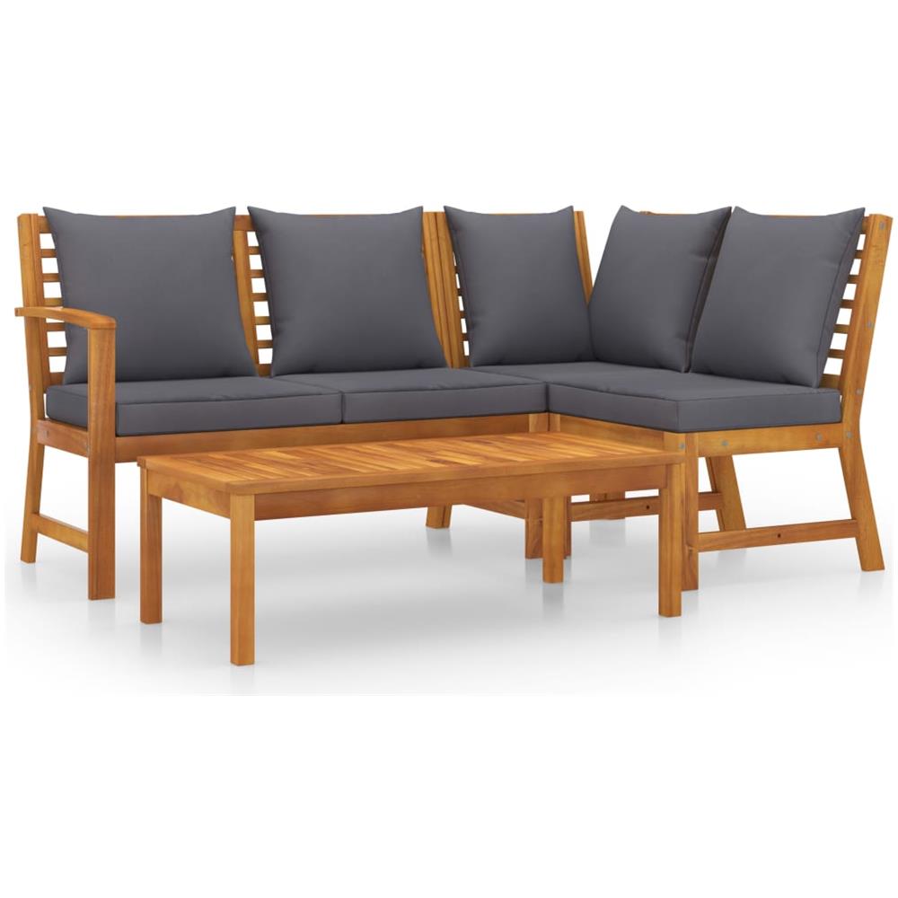 Set Divani da Giardino 4 pz con Cuscini in Massello di Acacia - Foto 1